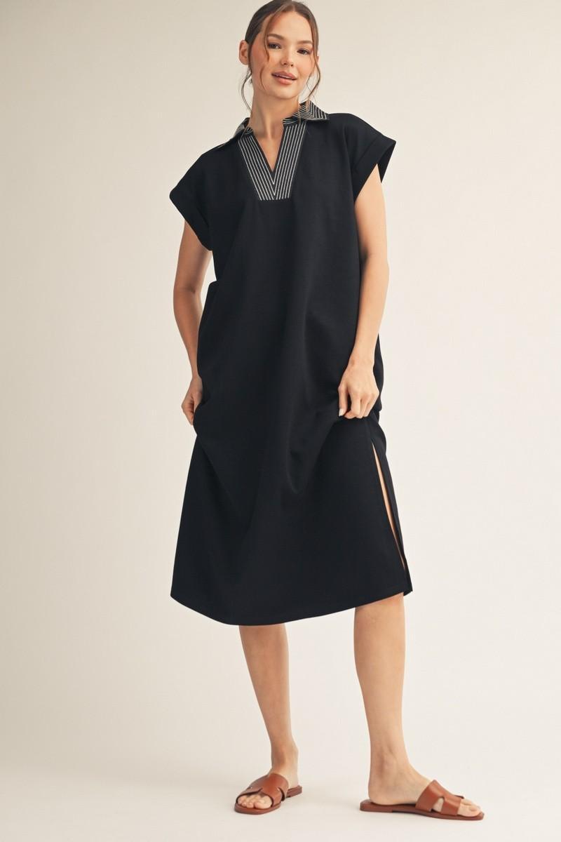 Black with Stitch Detail Midi