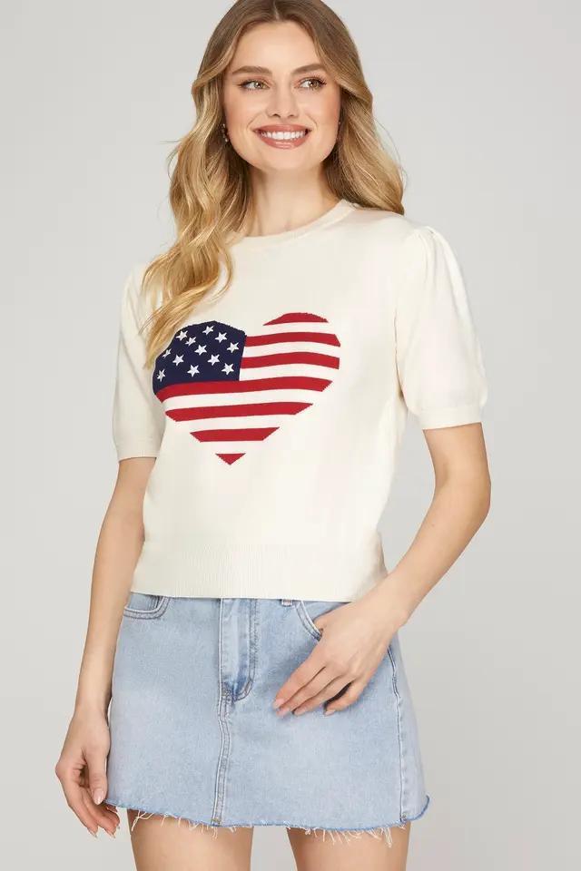 America Heart Sweater Top