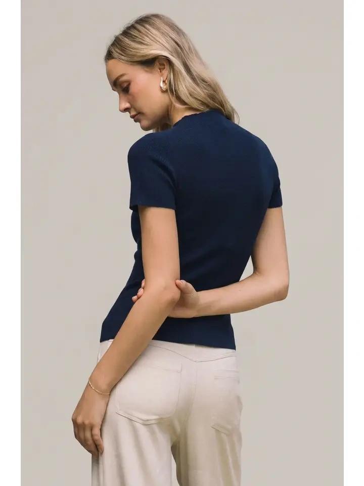 Navy Soft Knit Sweater Top