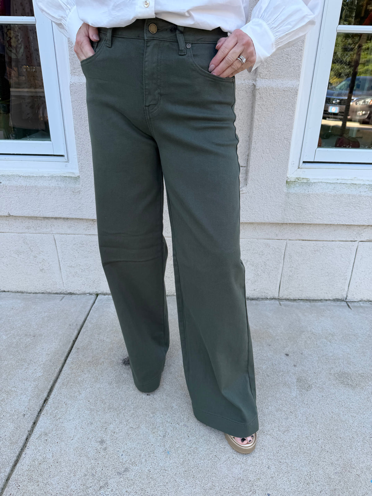 Dark Olive Clean Hem Jeans