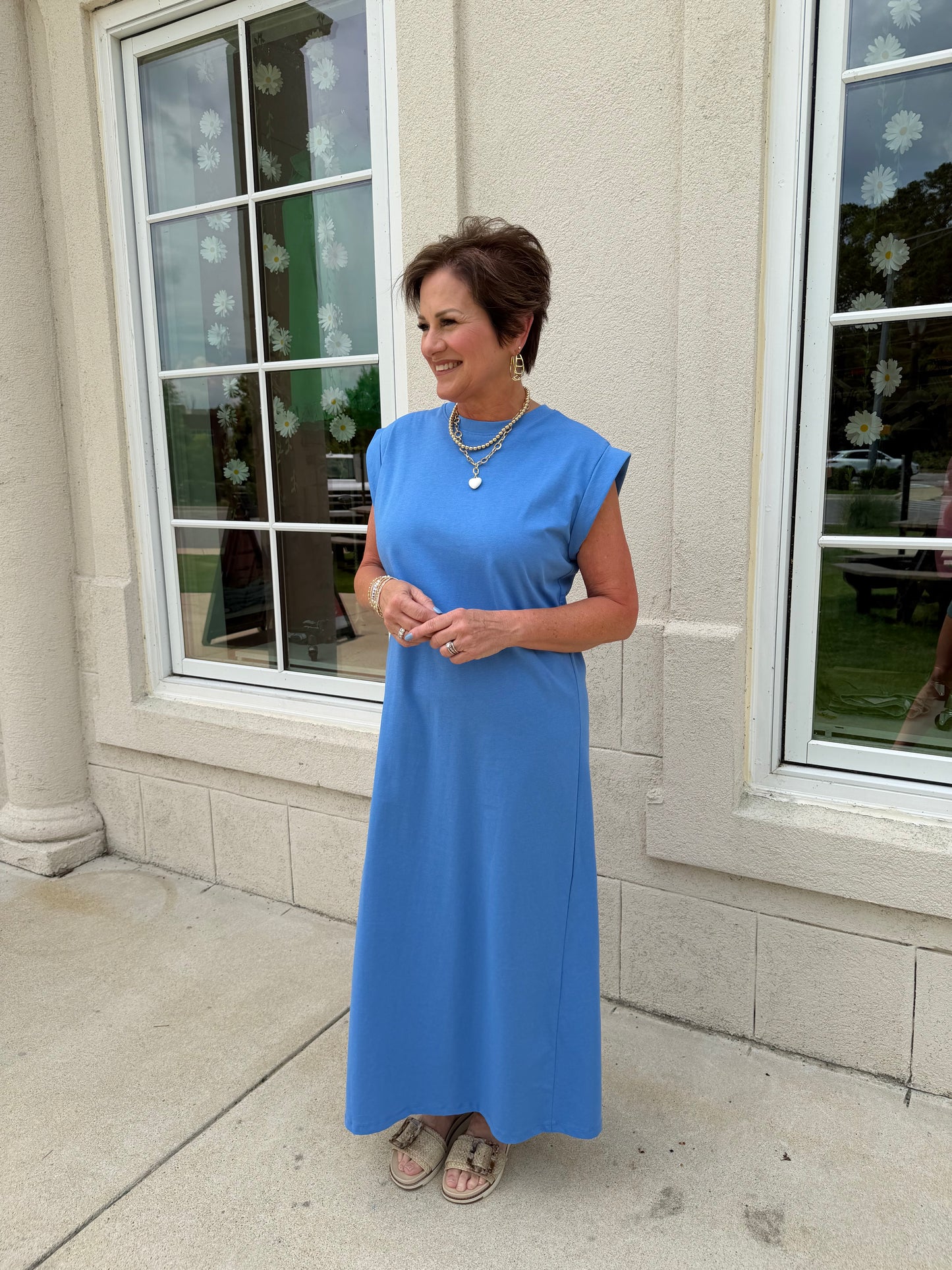 Coastal Cap Sleeve Knit Midi Dress