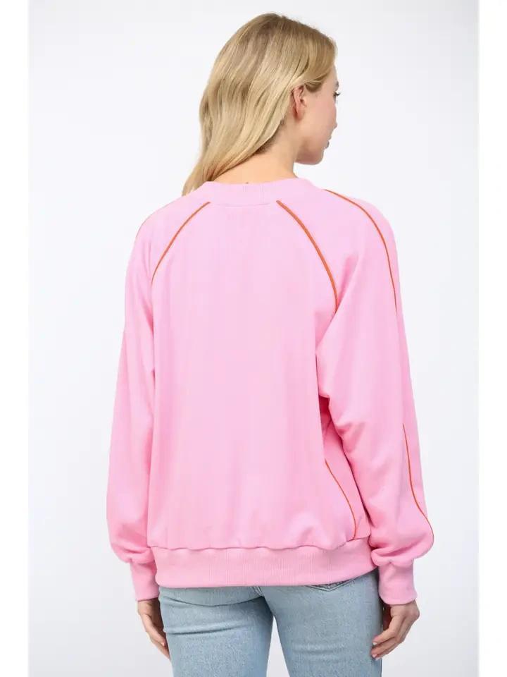 Bubblegum Pink Ragland Sleeve Sweatshirt
