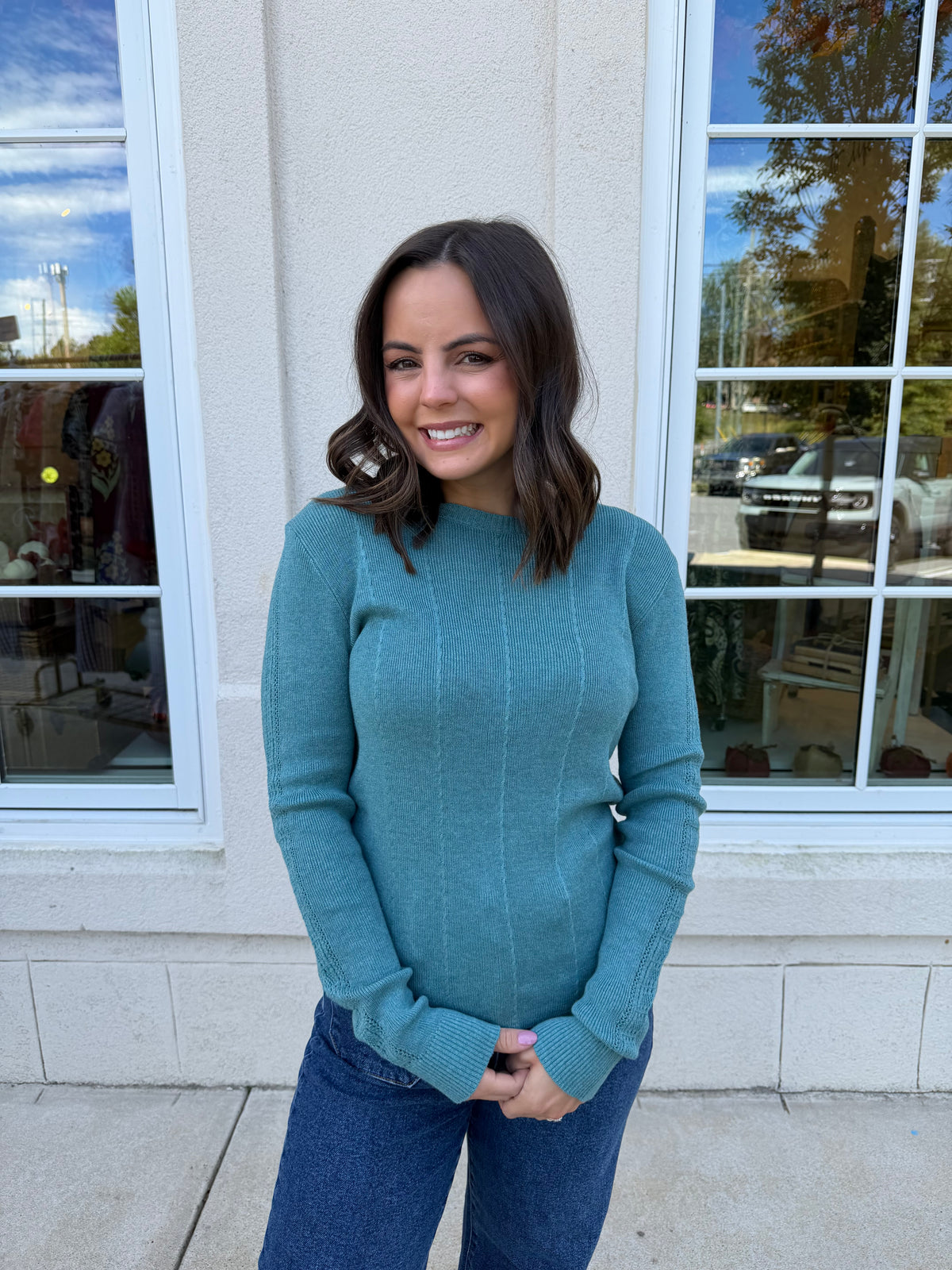 Deep Sea Crochet Detail Sweater