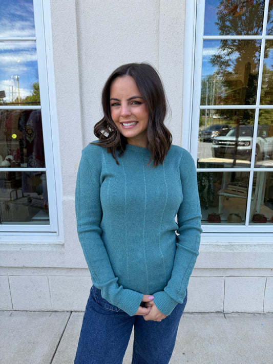 Deep Sea Crochet Detail Sweater