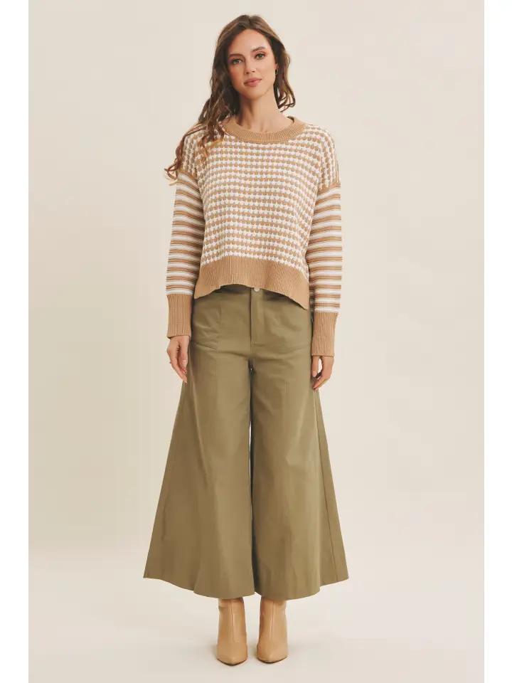 Light Olive Cropped Wide Leg Pants