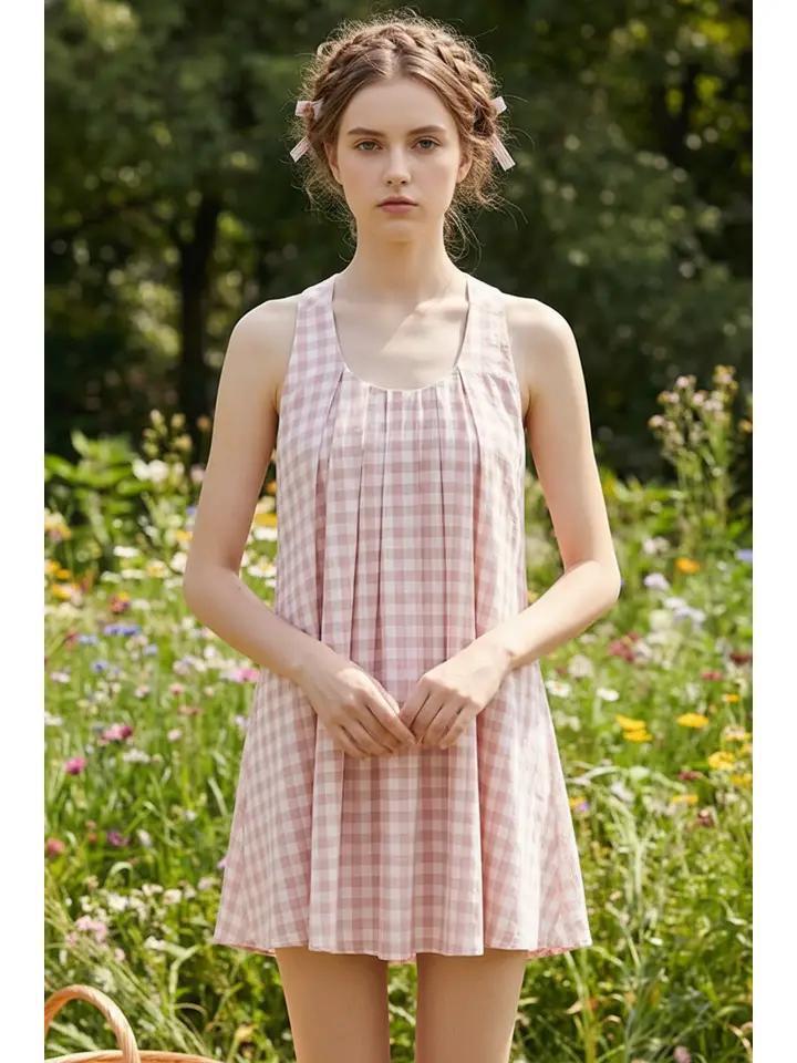 Dusty Pink and Off White Gingham Mini