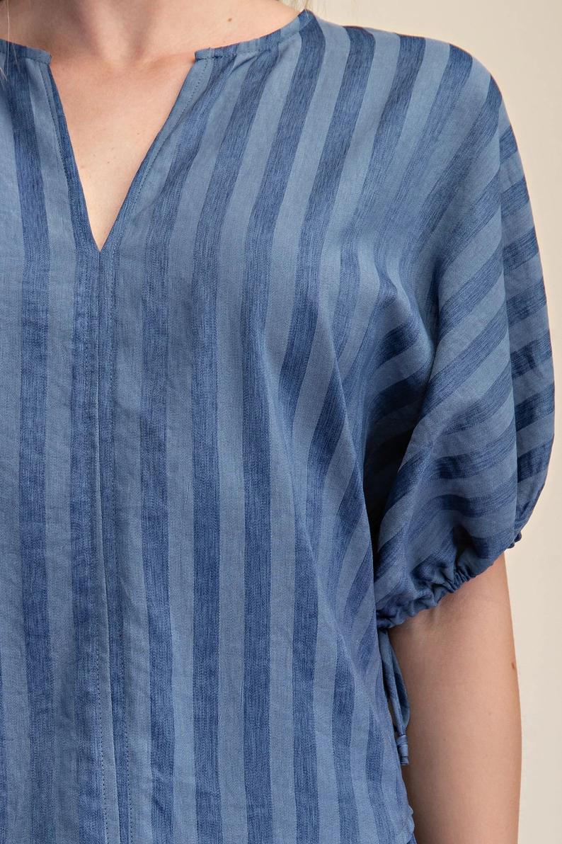 Indigo Striped Tie Puff Set