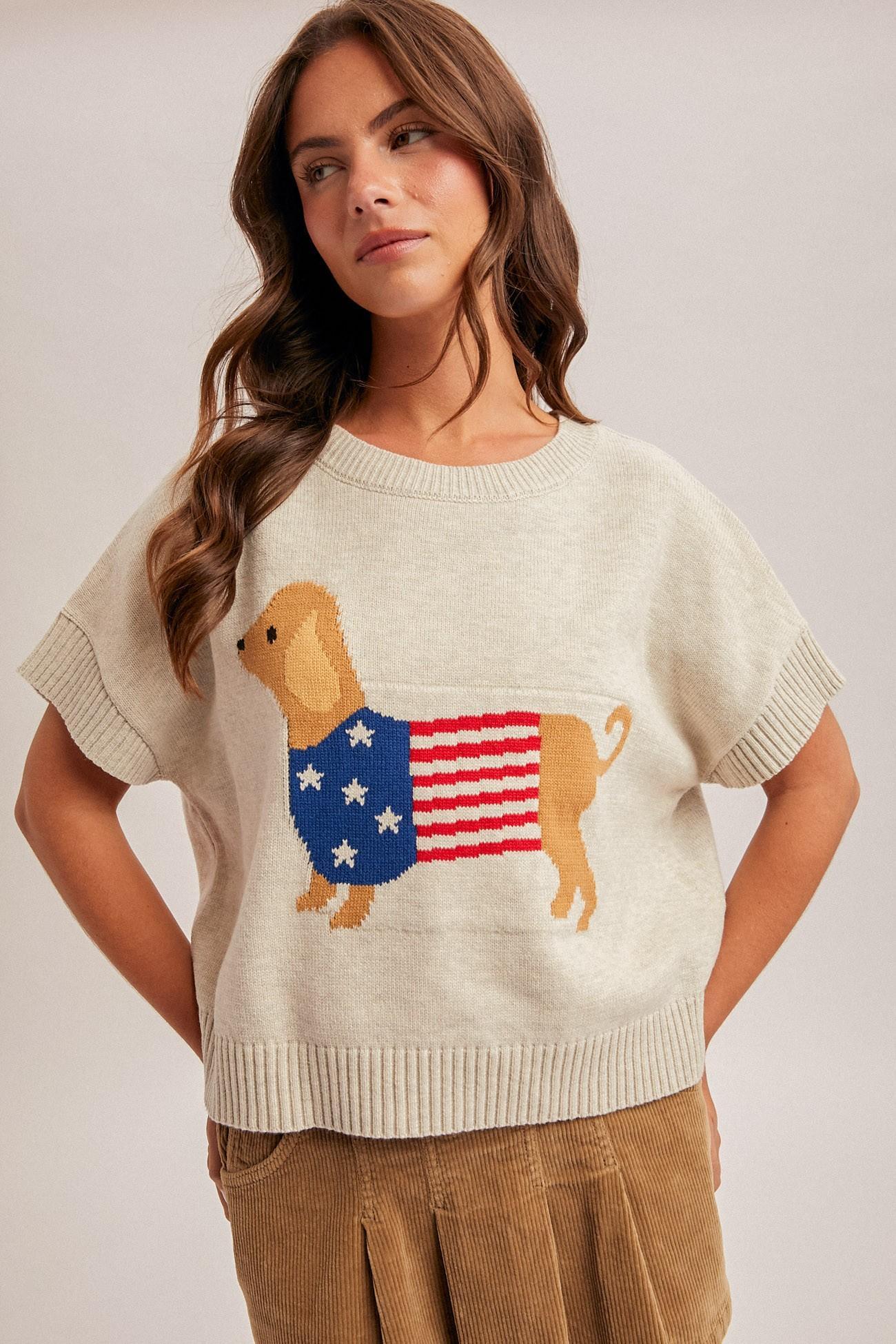 Heather Grey Puppy USA Sweater