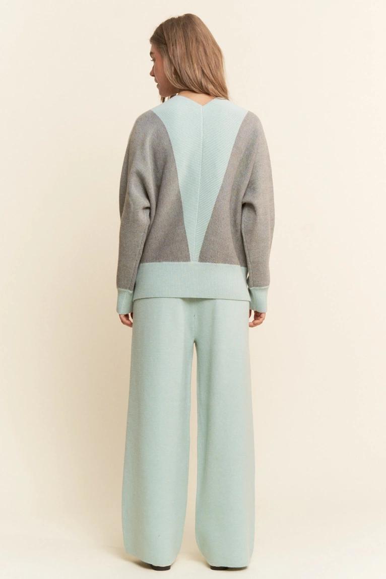 Light Grey and Mint V Neck Set