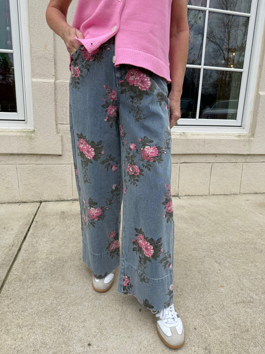 Light Blue Floral Print Pant