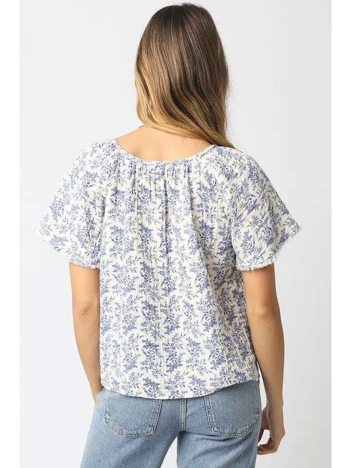 Aubree Blue Floral Top