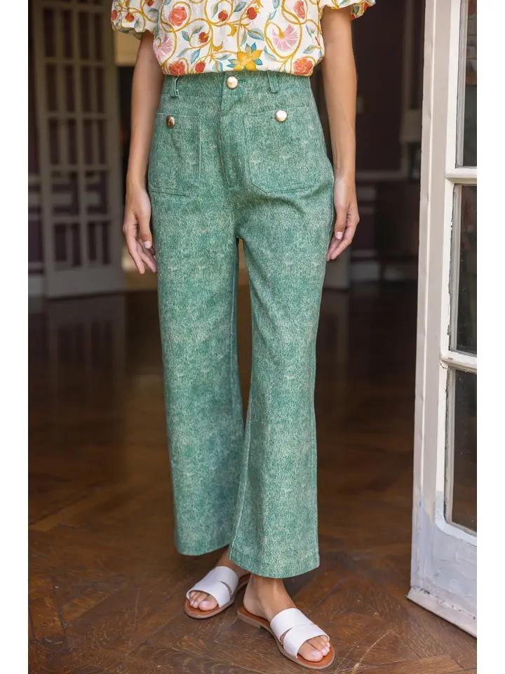 Green Wide Straight Pants