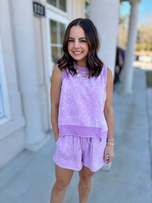 Washed Lavender Terry Top