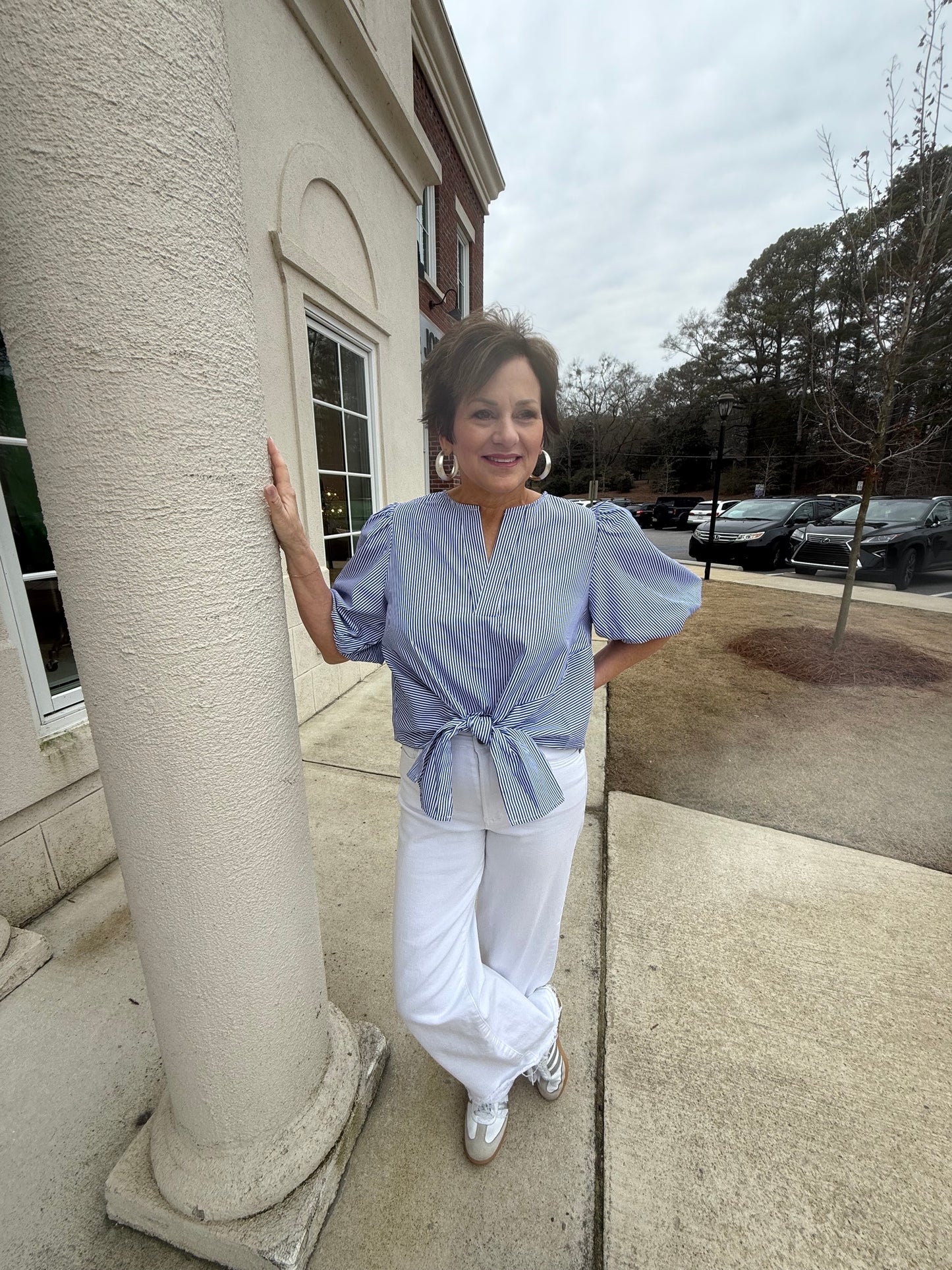 Cobalt Blue Striped Blouse