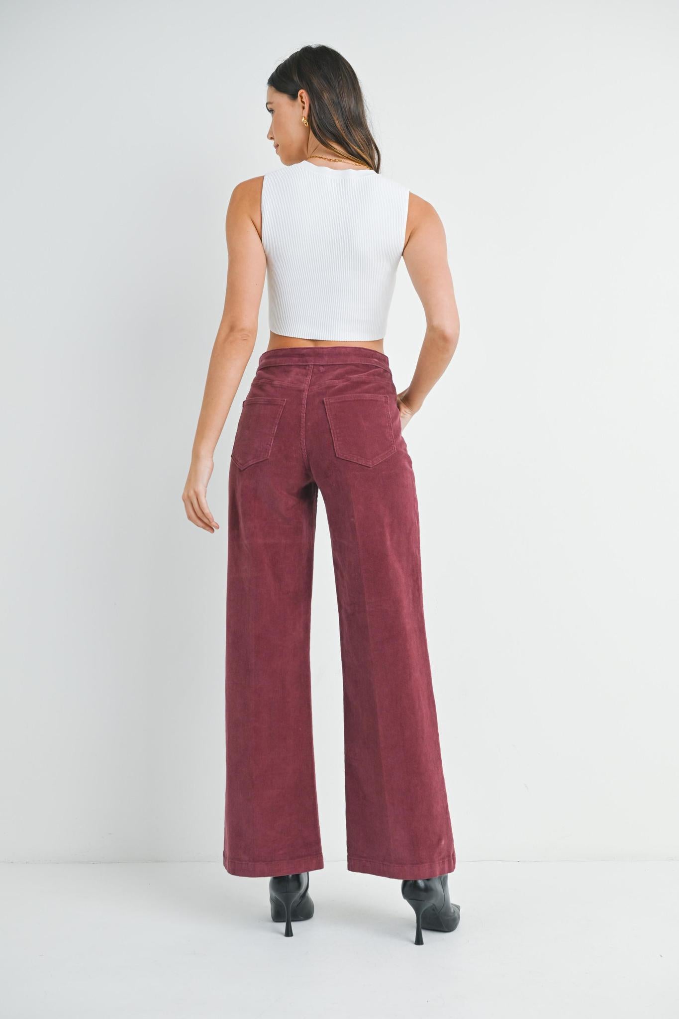 Dark Burgundy Corduroy Mini Patch Pocket