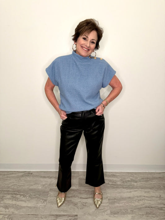 Sky Blue Mock Neck Top