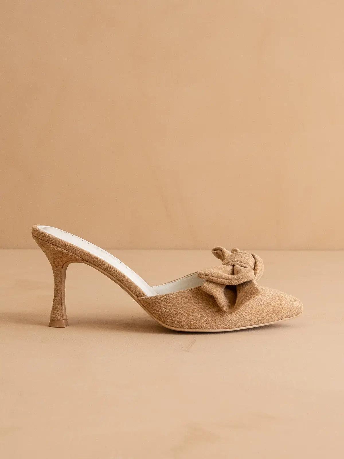 Jane Sand Bow Kitten Heel