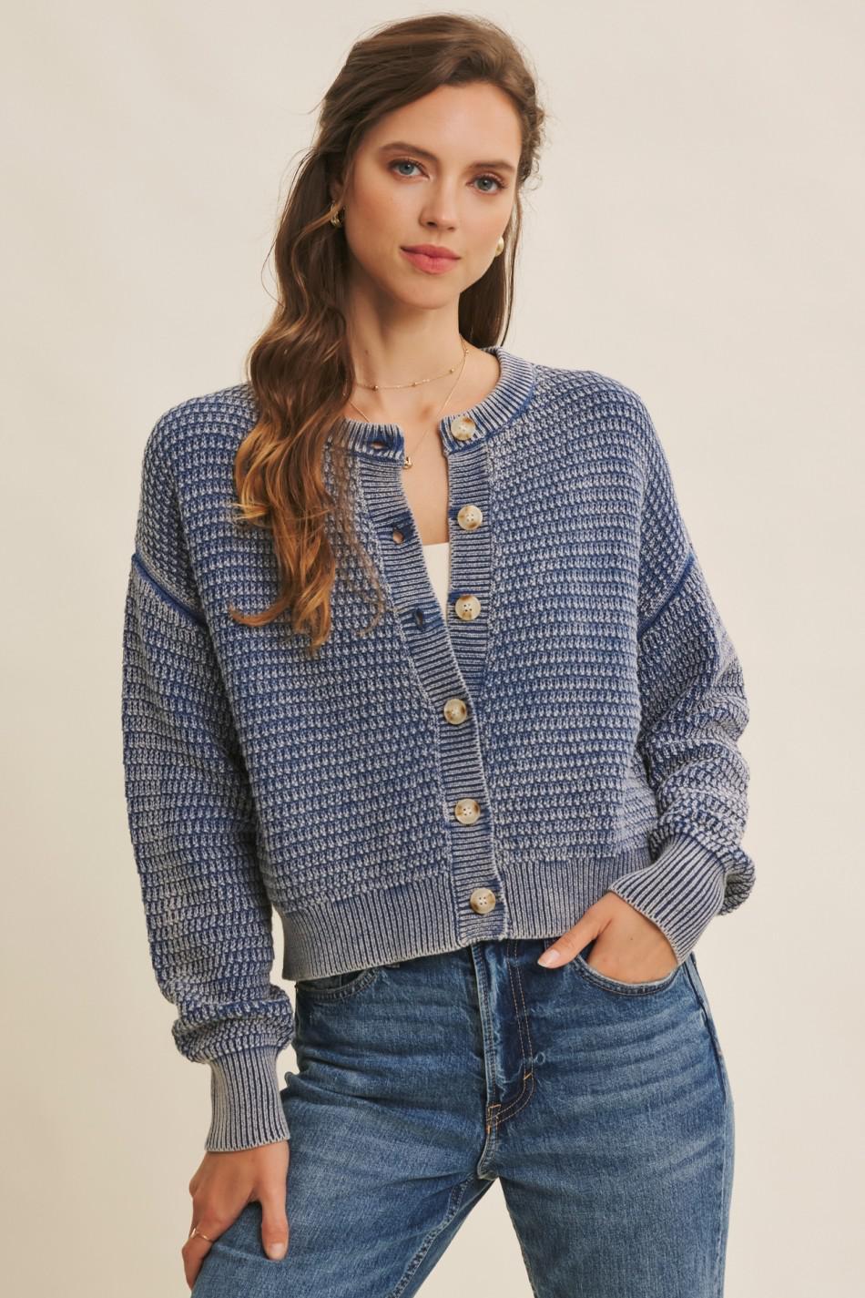 Vintage Blue Mineral Washed Cardigan