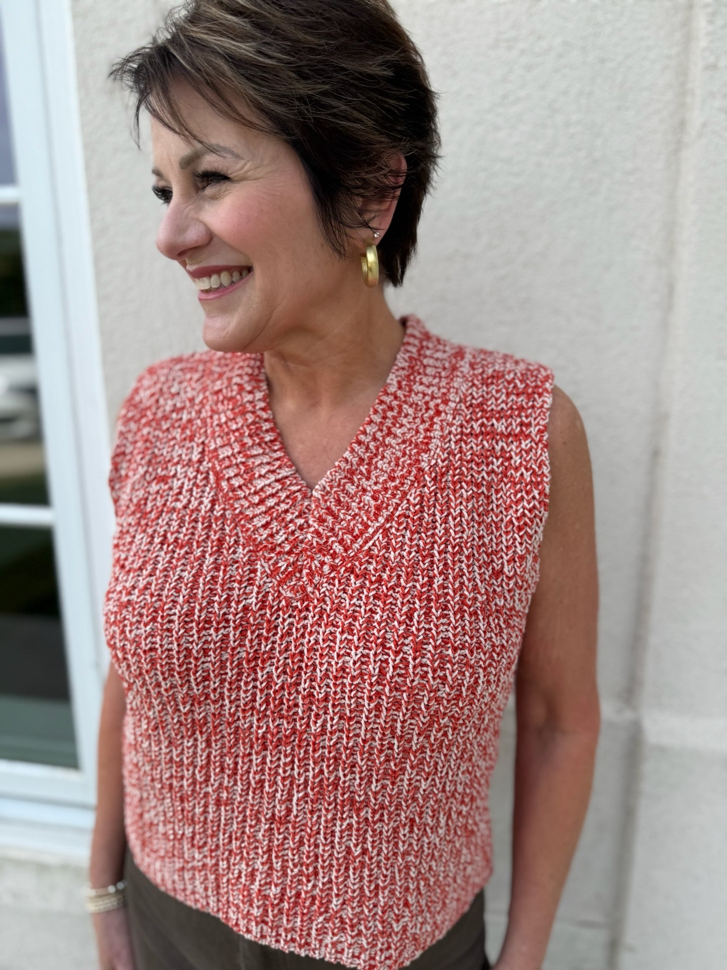 Orange and White Two Tone Chenille Vest