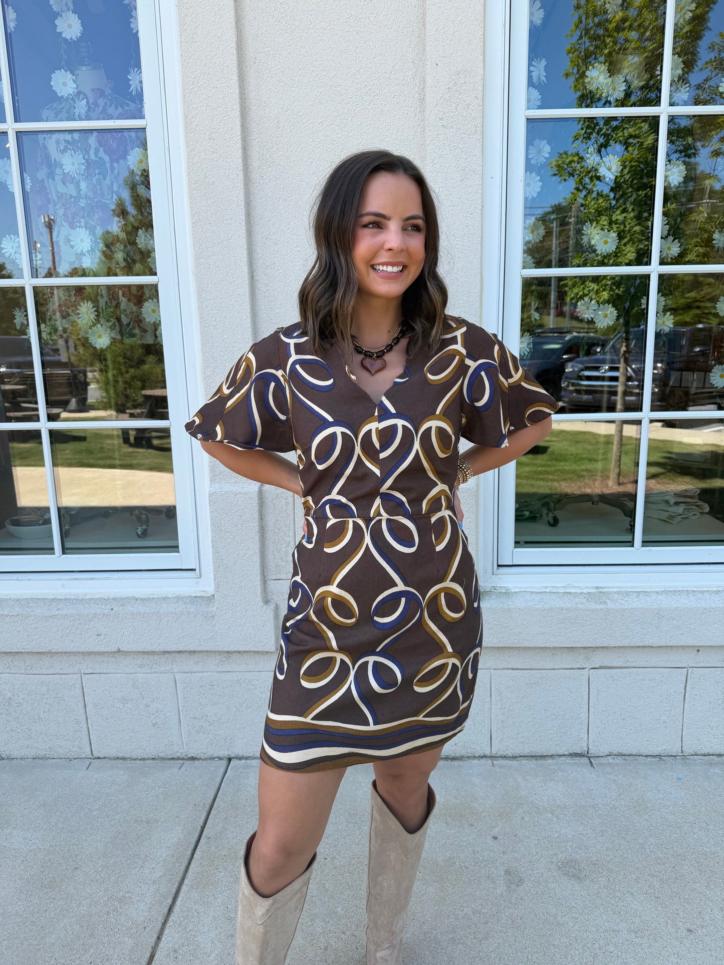 Brown Multi Mini Dress