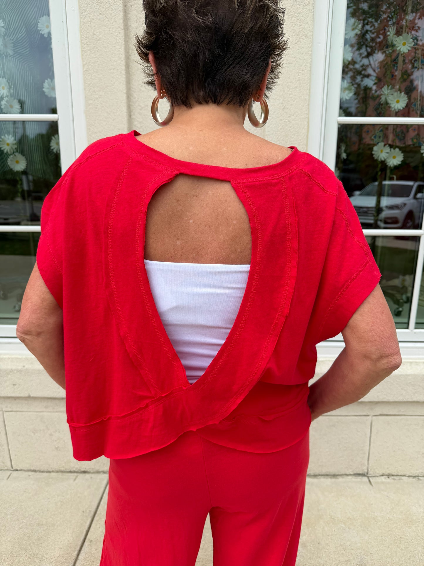 Red Cotton Slub Lounge Set