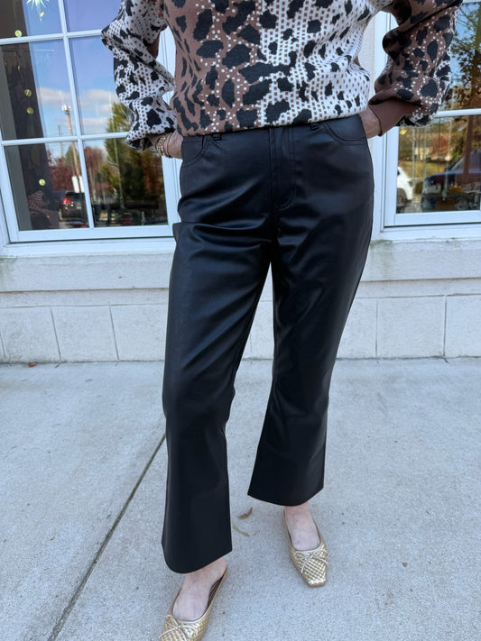 Black Faux Leather Jeanne