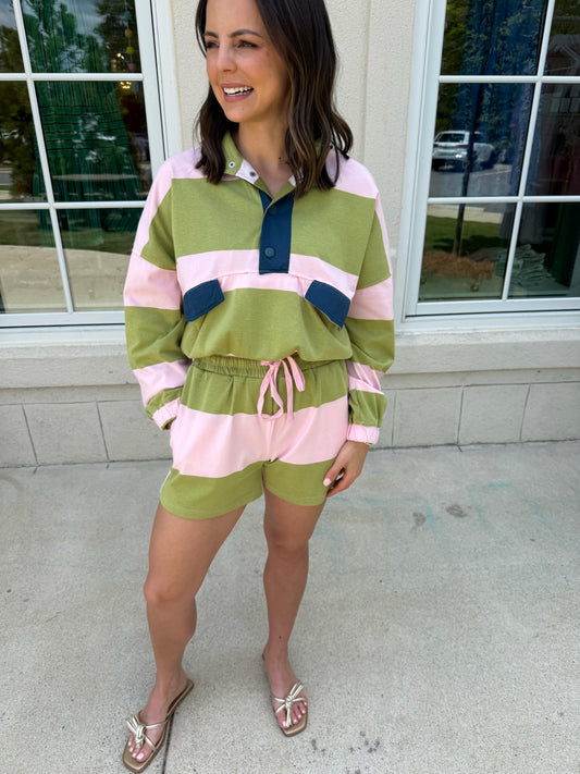 Pink and Green Wide Stripe Set