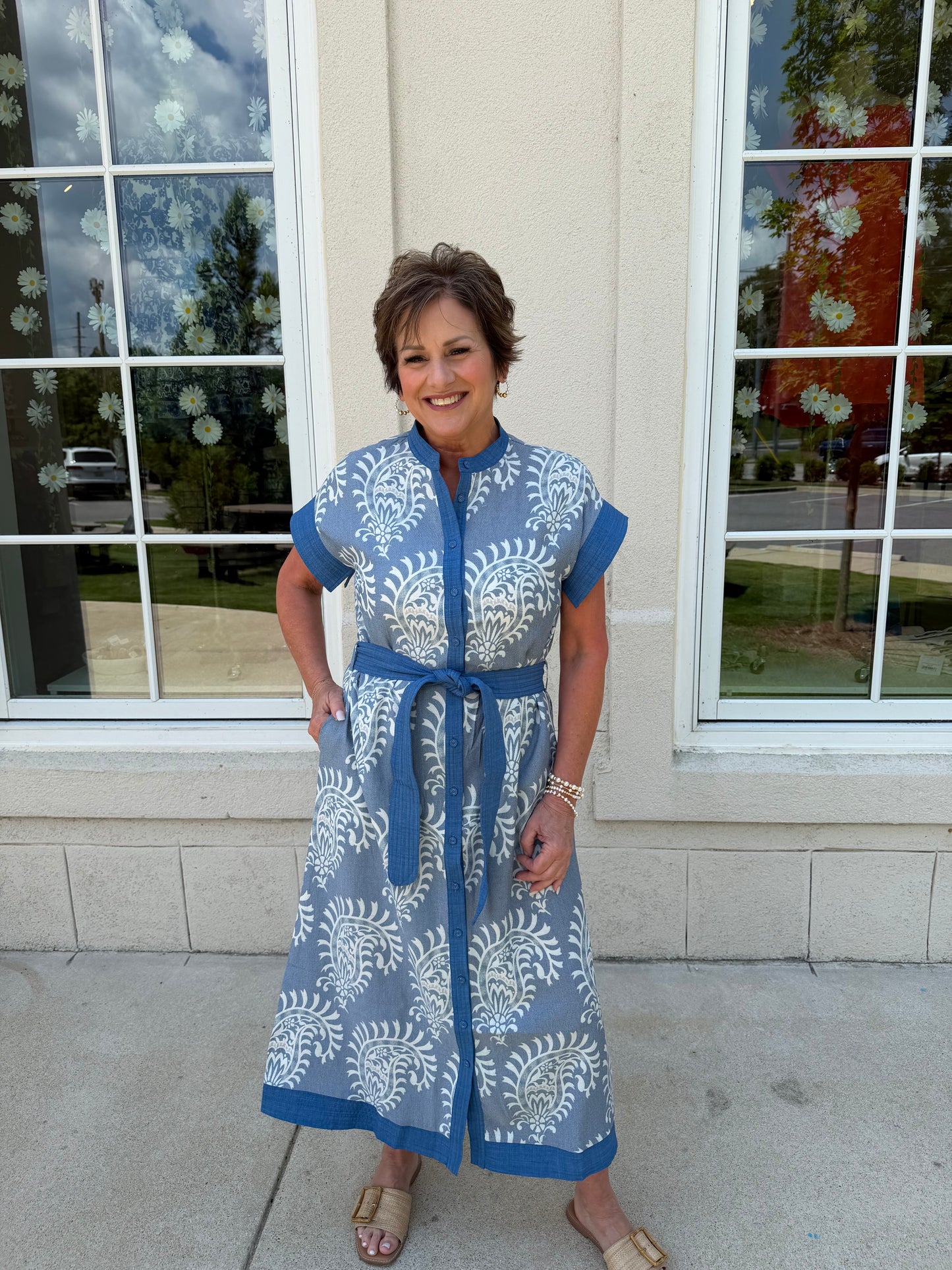 Denim Blue Mix Washed Effect Midi