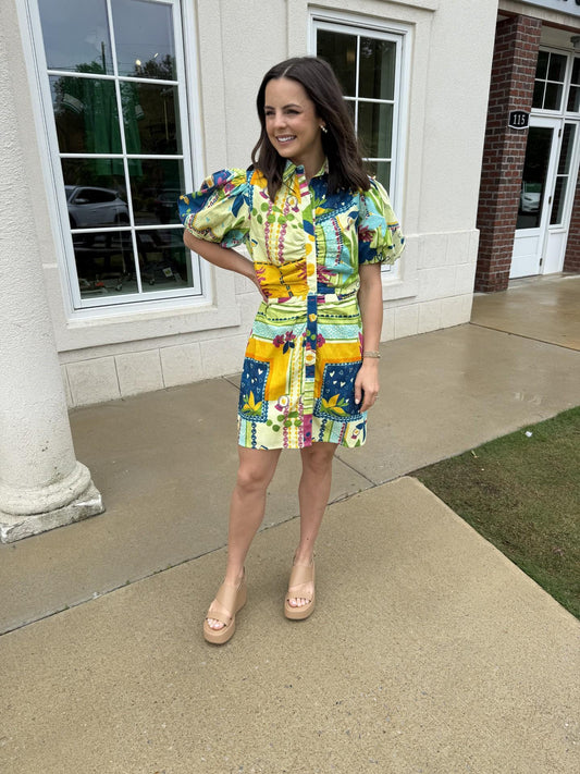 Light Yellow Multi Printed Mini