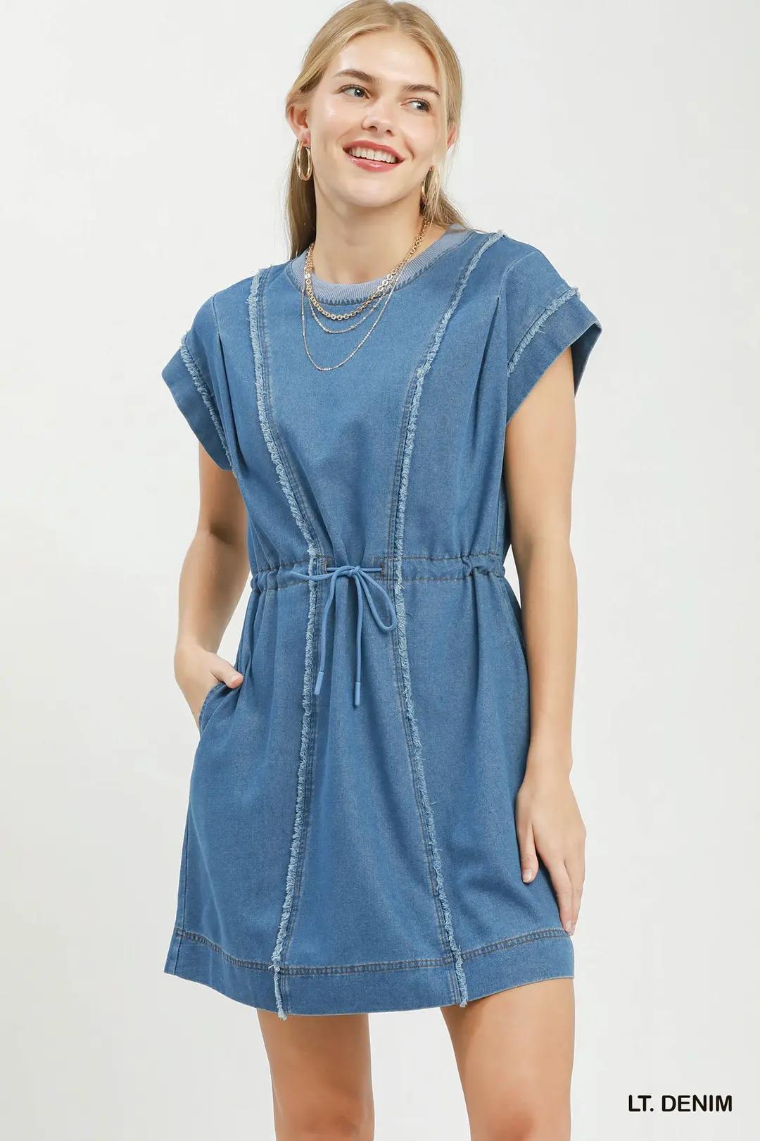 Lt Denim Chambray Mini Dress