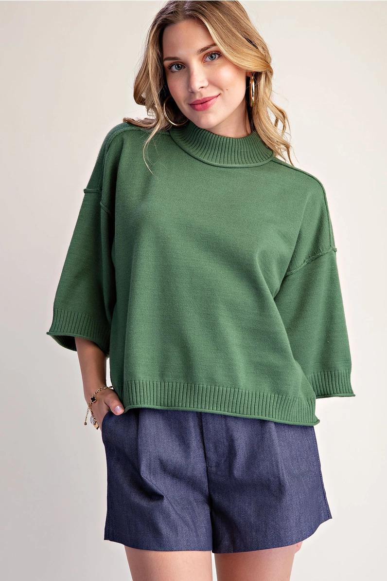 Olive Drop Shoulder Sweater