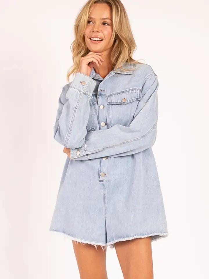 Mineral Washed Denim Romper