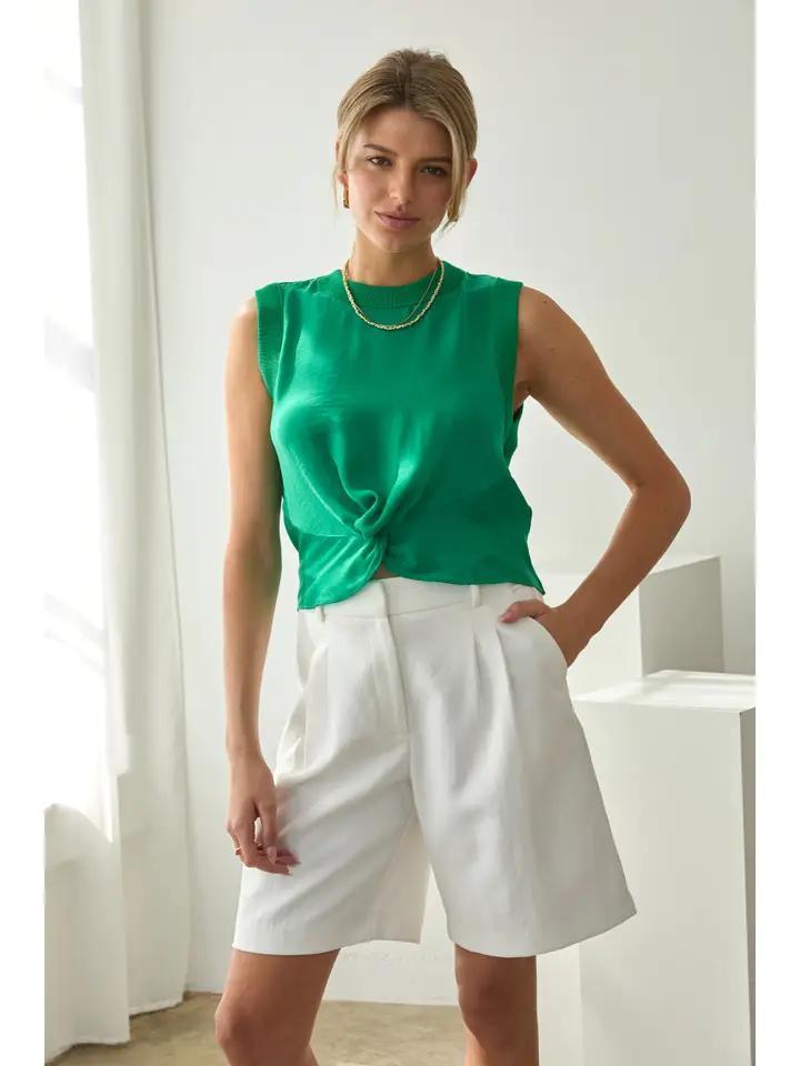 Green Twist Front Top