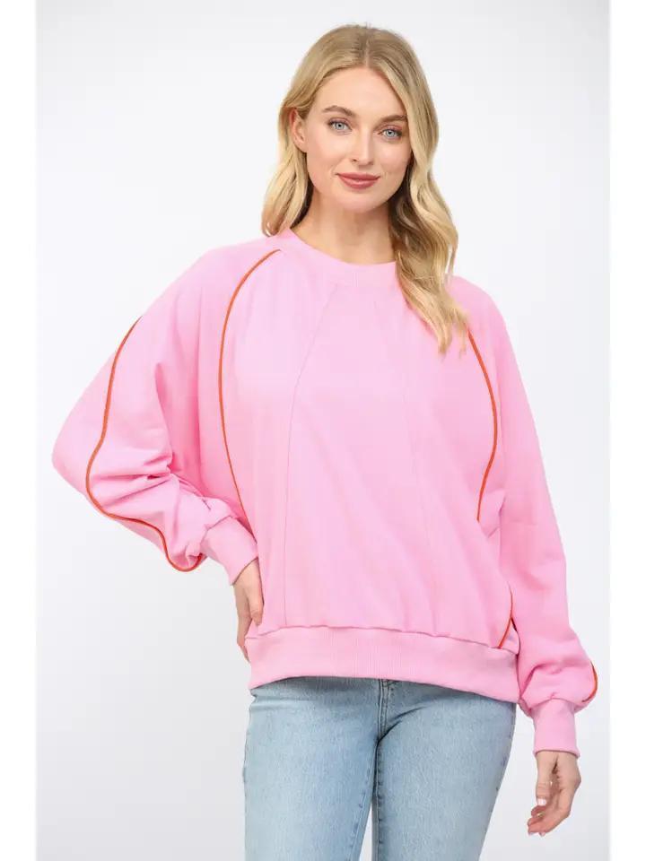 Bubblegum Pink Ragland Sleeve Sweatshirt