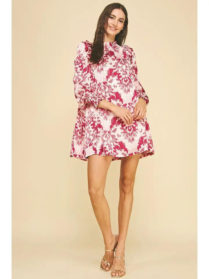Red Print Tunic Mini Dress