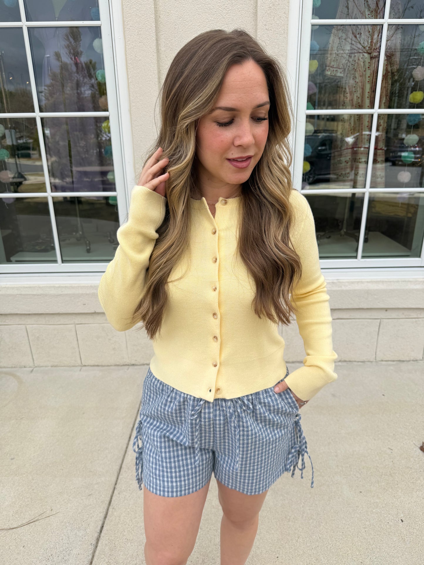 Blue Side-tie Shorts