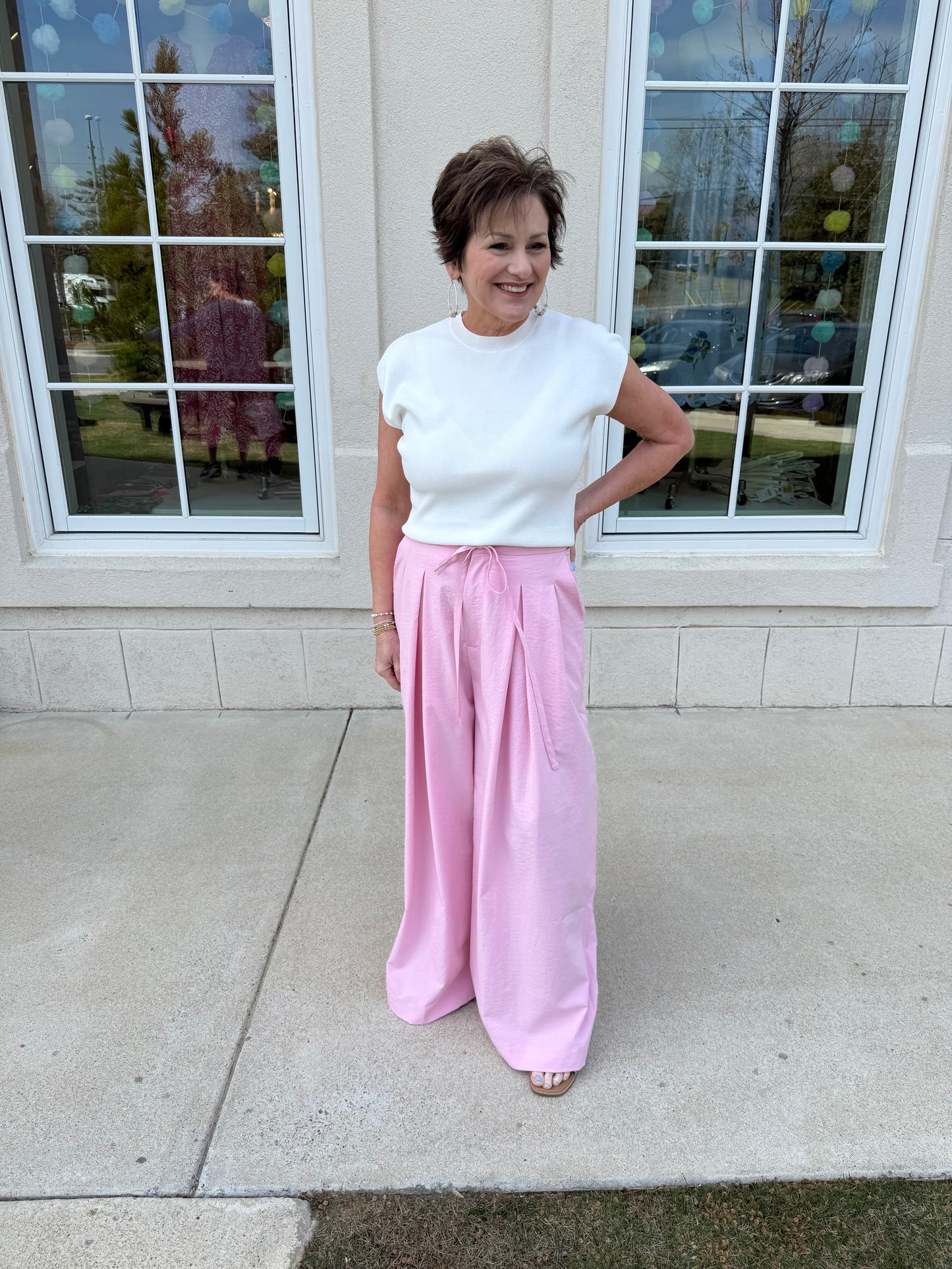 White Cap Sleeve Knit Top