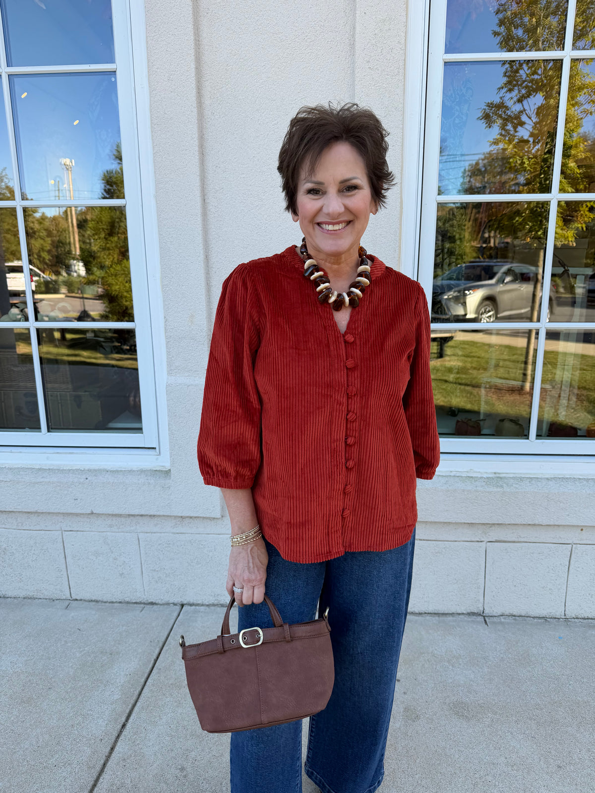 Rust Corduroy Top