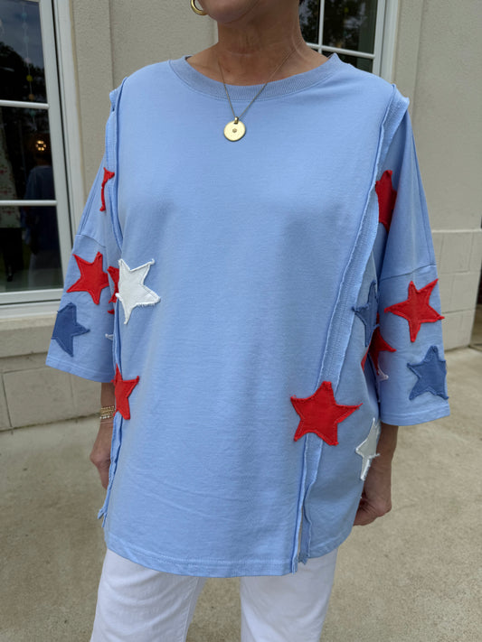Cadet Blue Star Detailed Top