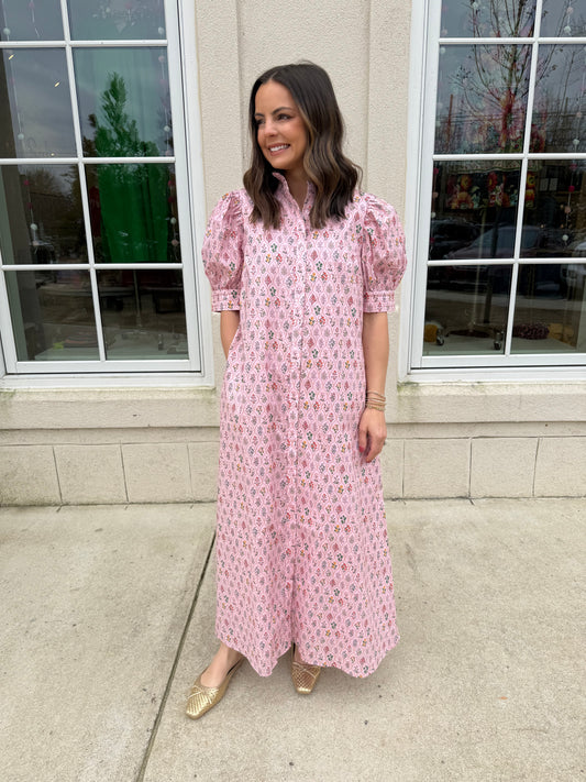 Pink Multi Floral Midi