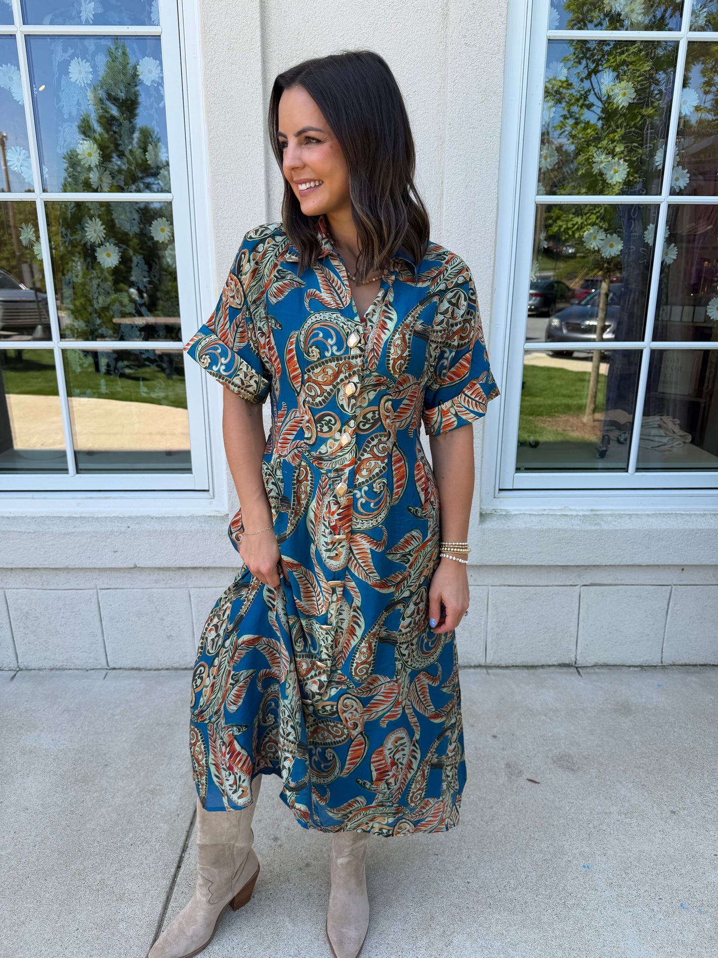 Blue Floral Sheer Maxi Dress