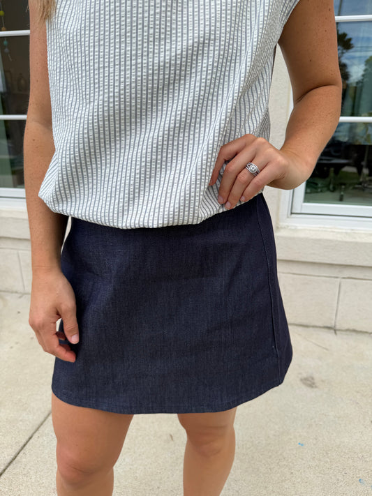 Dark Blue Denim Skirt