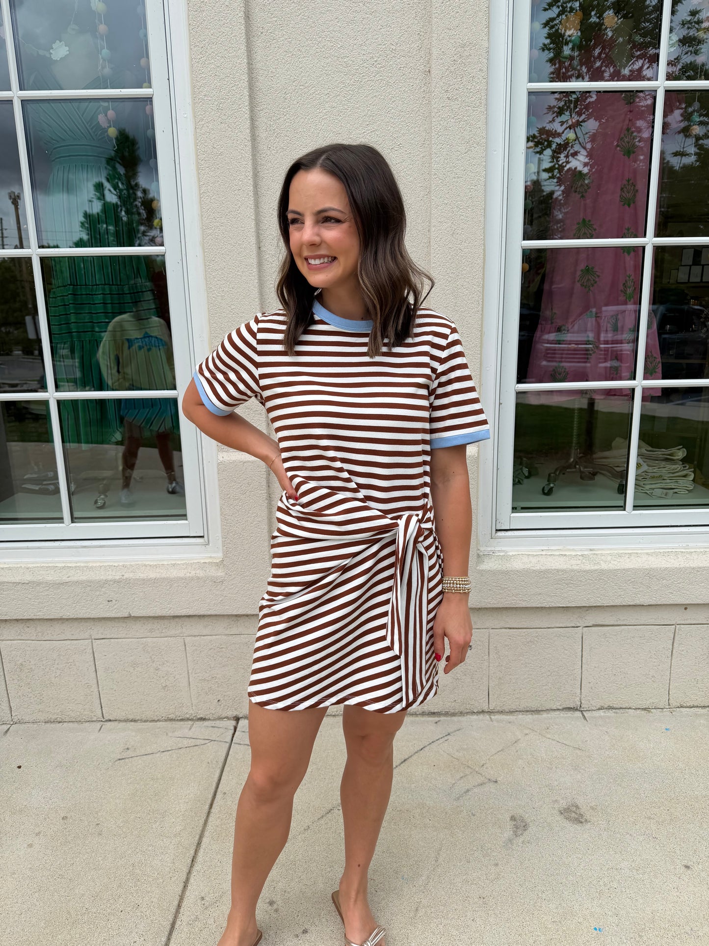 Chocolate Striped Mini Dress
