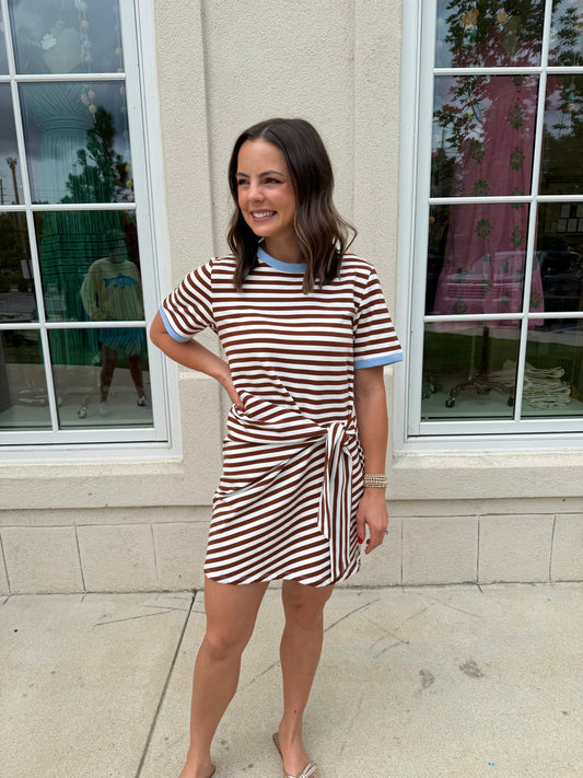 Chocolate Striped Mini Dress