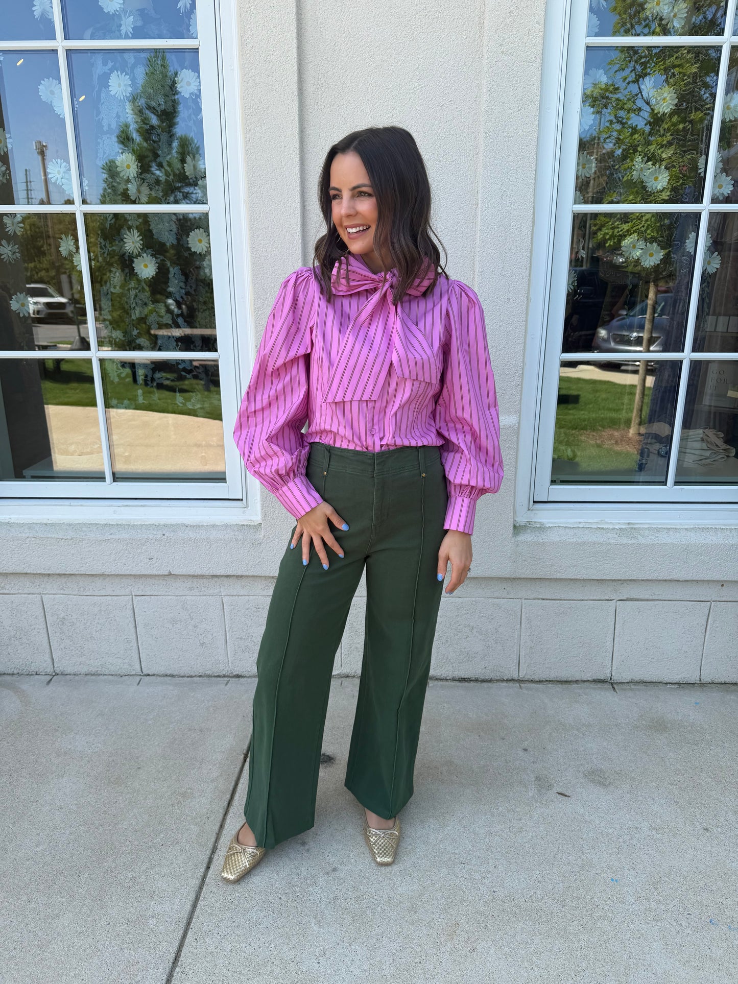 Hunter Green HR Wide Leg Pants