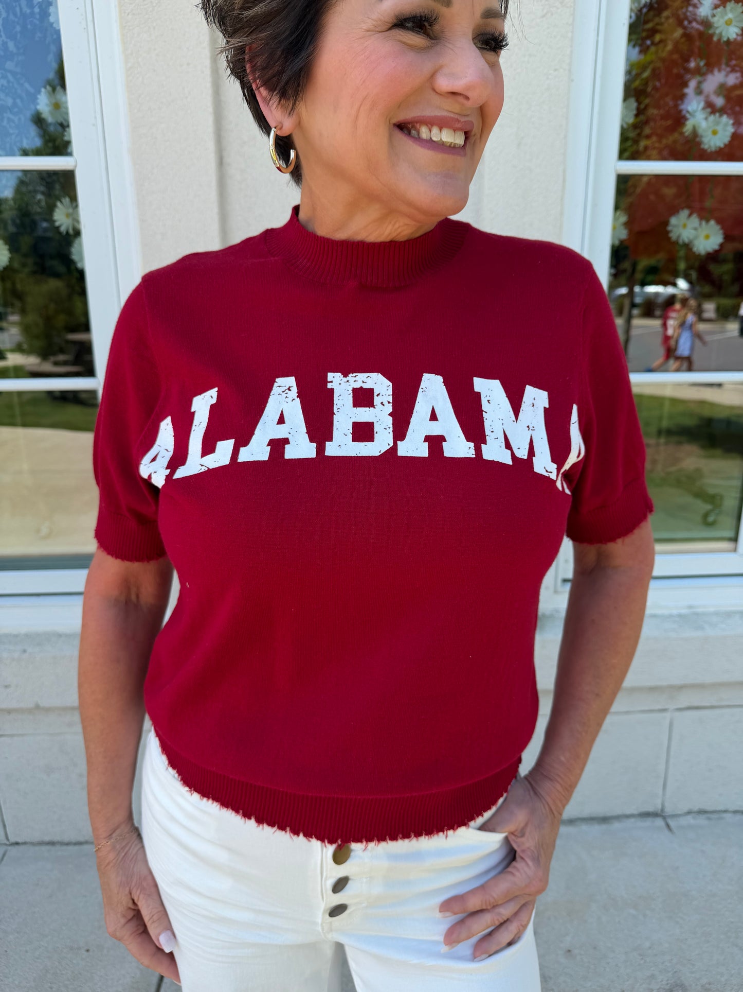 Dark Red Gameday Knit Top