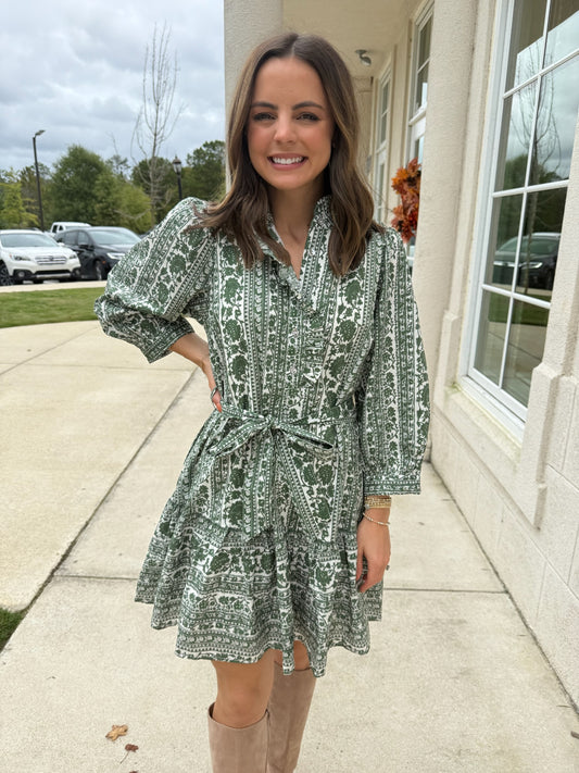 Olive and Off White Tie Belt Mini