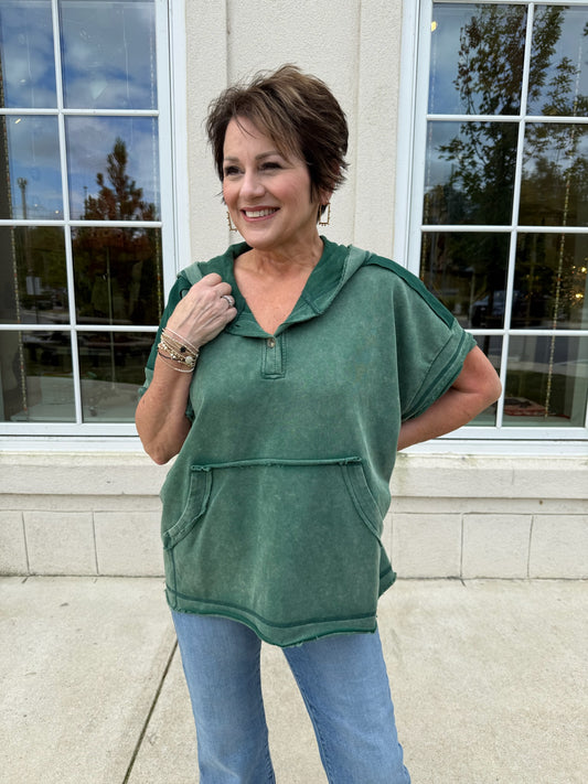 Hunter Green Washed Hoodie