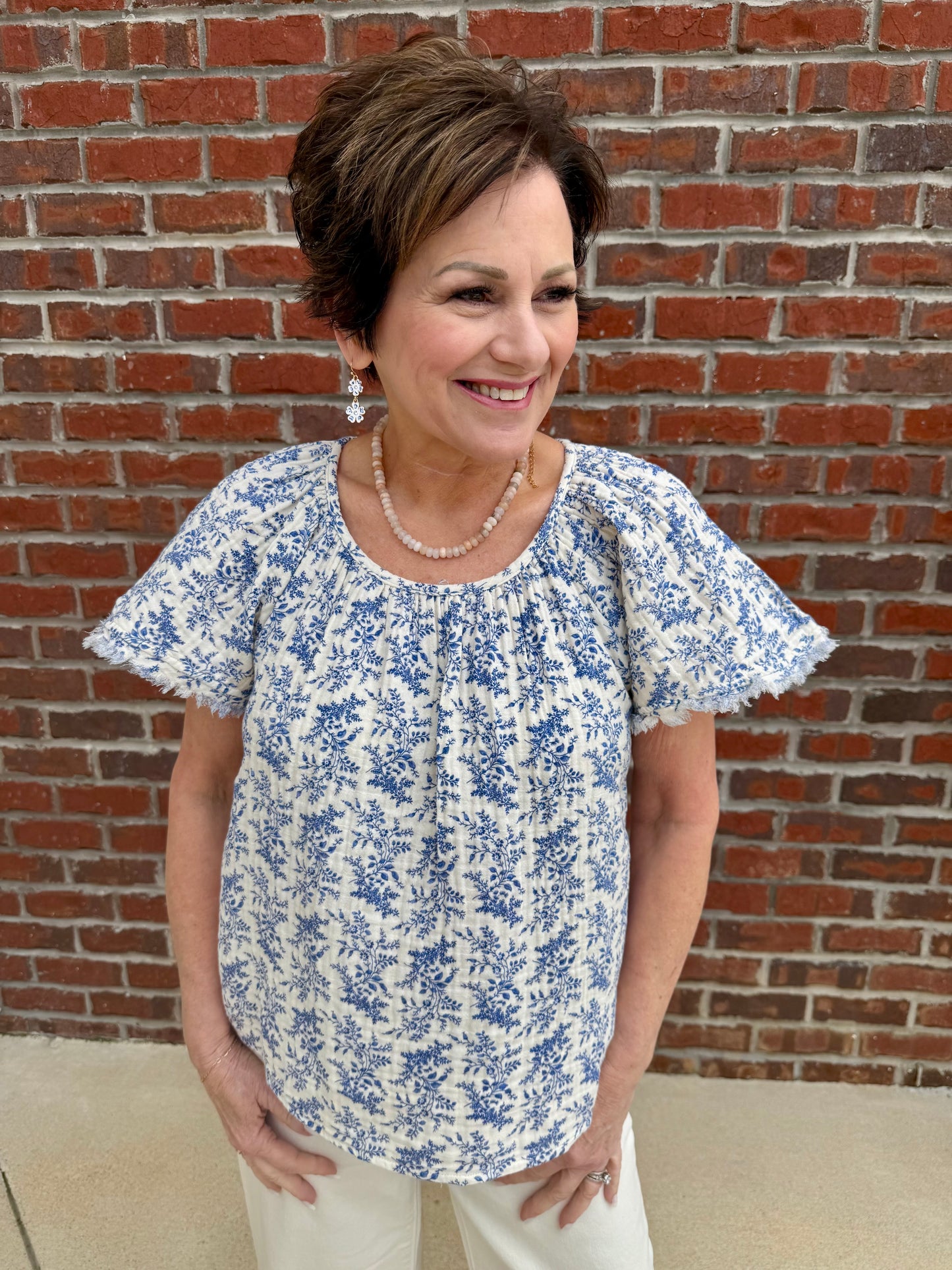 Aubree Blue Floral Top