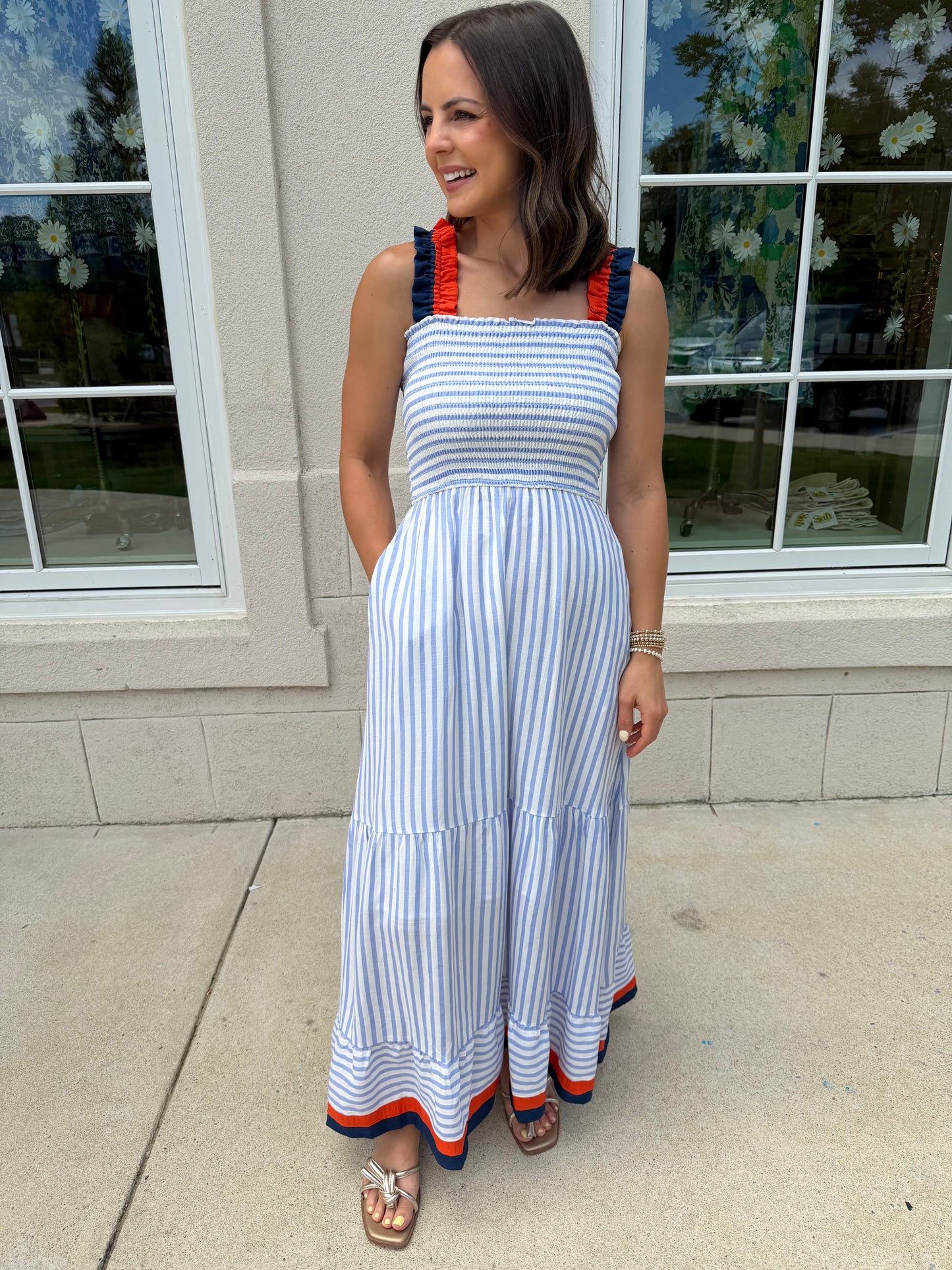 Blue Striped with Orange and Navy Straps